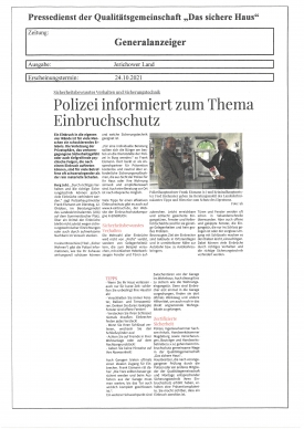 Polizei informiert zum Thema Einbruchschutz